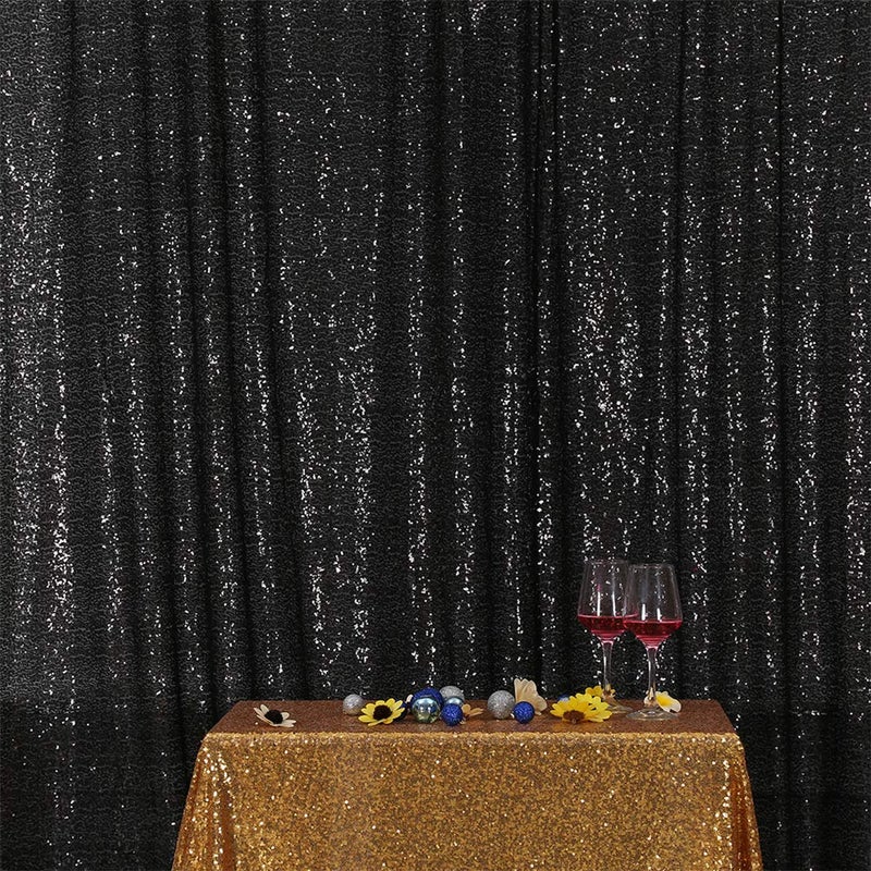 Eternal Beauty Black Sequin Backdrop, 7x7 Ft Halloween Glitter Background Curtains for Shimmer Photography Party Wedding Birthday Back Drop Decor - Image 4